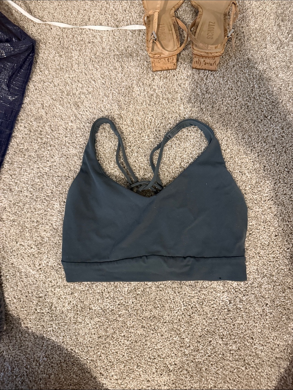 Athleta Deep Teal Strappy Sports Bra